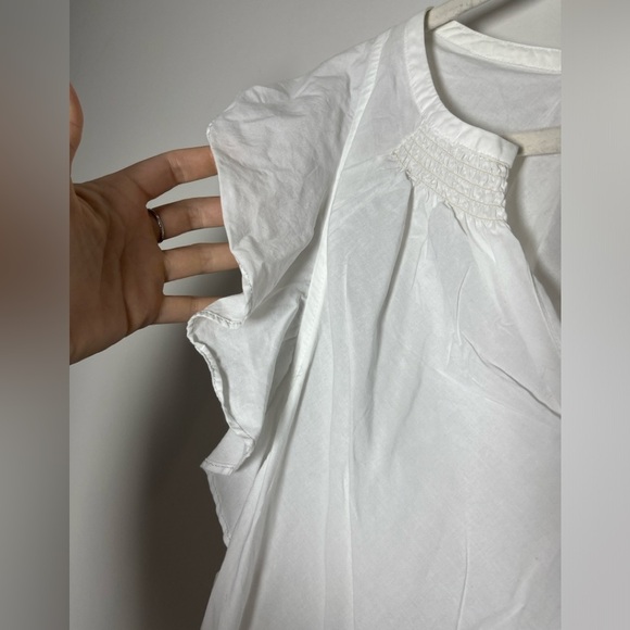 Anthropologie HD in Paris Pristine White Ruffle Sleeve Top, size 8 - Picture 6 of 11